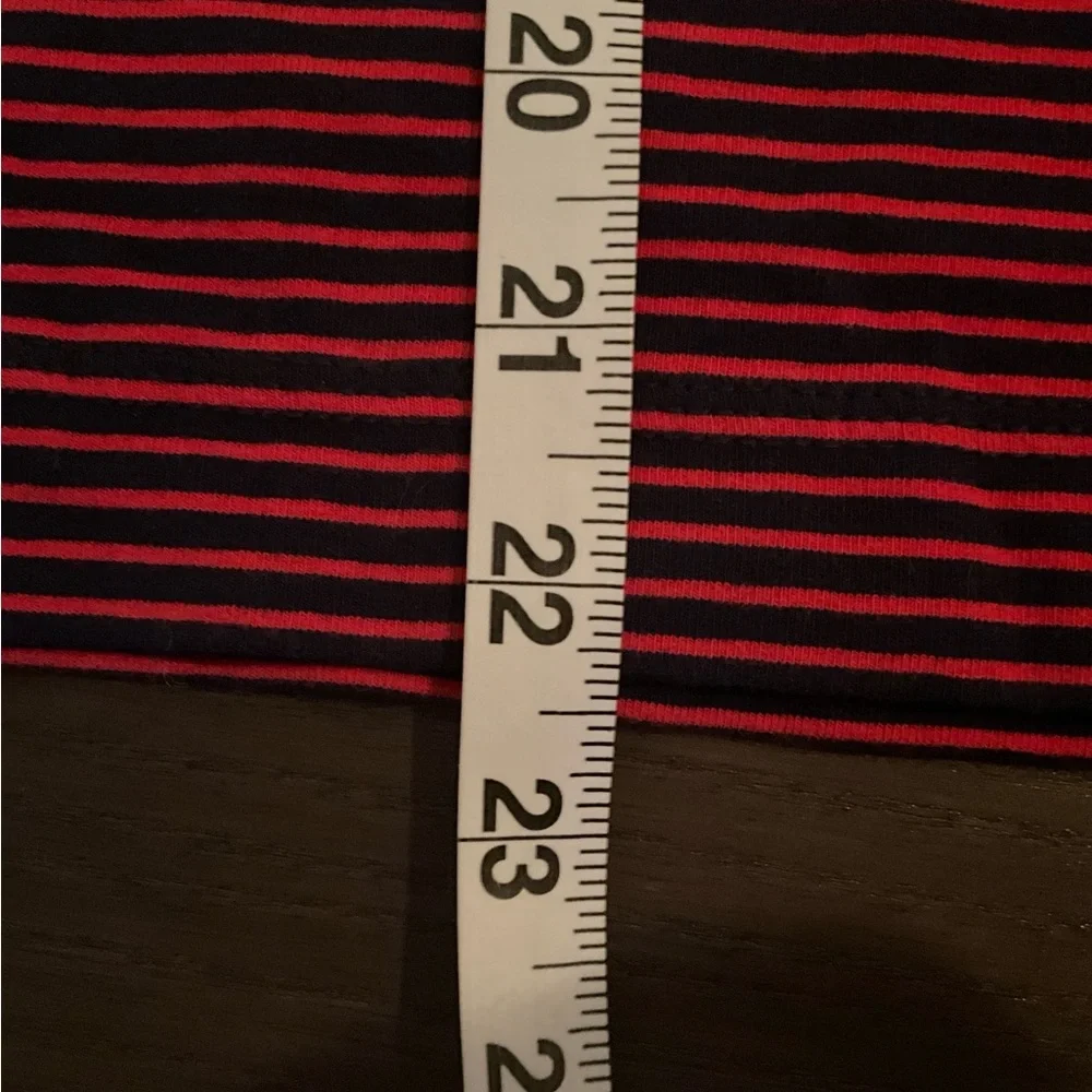 J. Crew Red and Black Striped Off-Shoulder Tee